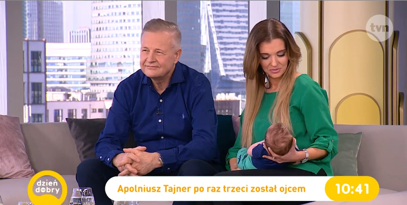 Apoloniusz Tajner i Izabela Podolec-Tajner z synkiem w "Dzień Dobry TVN"