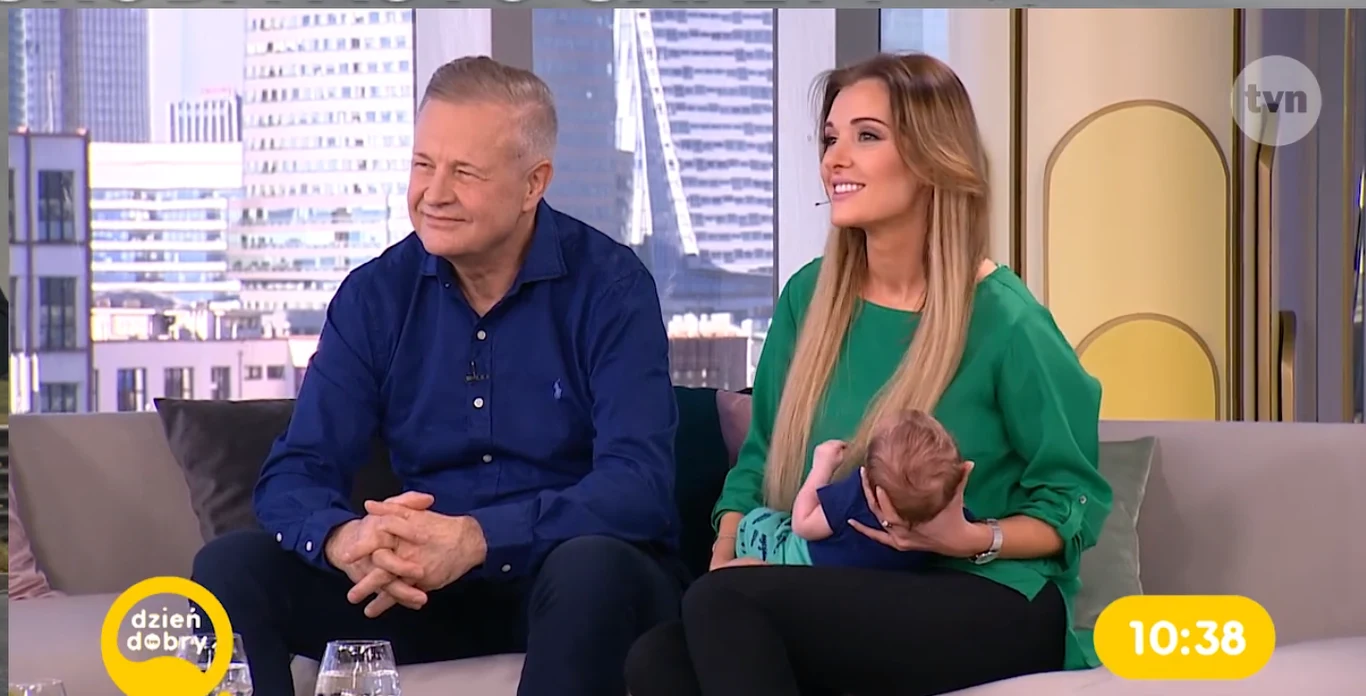 Apoloniusz Tajner i Izabela Podolec-Tajner z synkiem w "Dzień Dobry TVN"