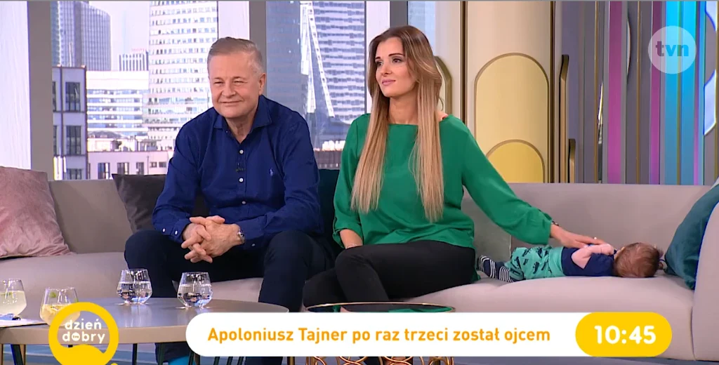 Apoloniusz Tajner i Izabela Podolec-Tajner z synkiem w "Dzień Dobry TVN"