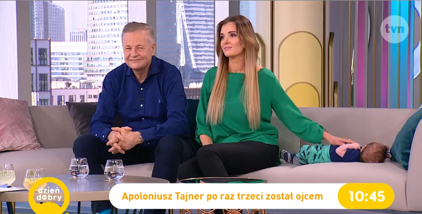 Apoloniusz Tajner i Izabela Podolec-Tajner z synkiem w "Dzień Dobry TVN"