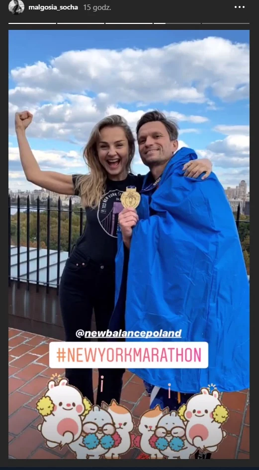 Małgorzata Socha razem z mężem podczas nowojorskiego maratonu 