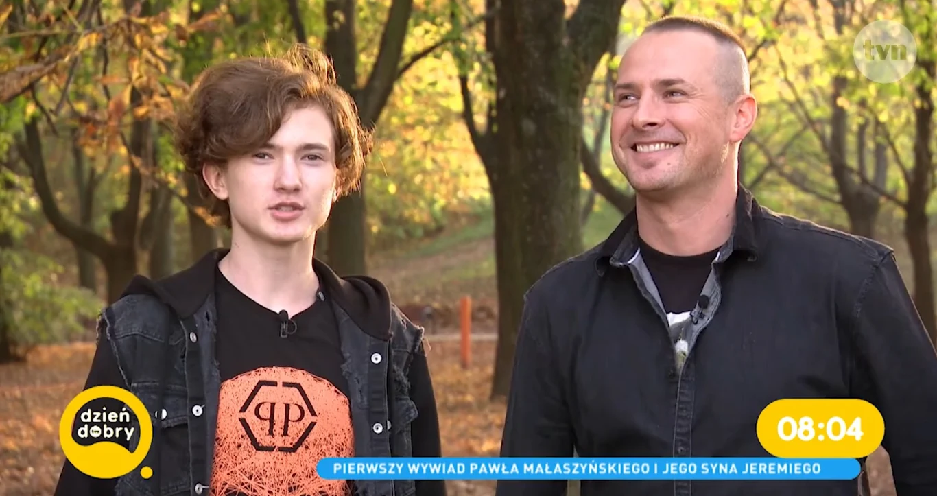 Jeremiasz Małaszyński z tatą Pawłem Małaszyńskim w "Dzień dobry TVN" Jeremiasz Małaszyński z tatą Pawłem Małaszyńskim w "Dzień dobry TVN"