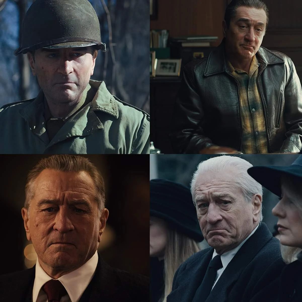 Robert De Niro jako Frank Sheeran - w różnych fazach życia