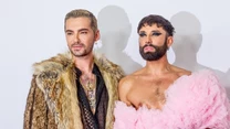 Bill Kaulitz (Tokio Hotel) i Conchita Wurst. Bill Kaulitz prywatnie jest szwagrem Heidi Klum - w lutym 2019 r. modelka w sekrecie wyszła za Toma Kaulitza, gitarzystę Tokio Hotel i brata Billa.