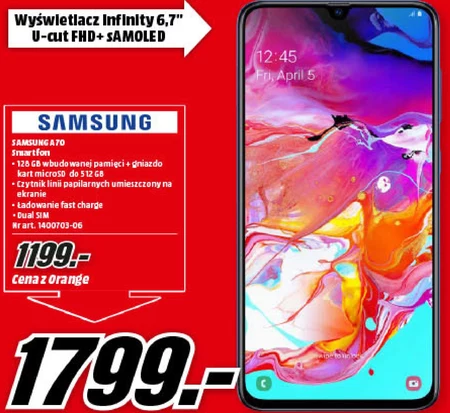 Smartfon Samsung A70