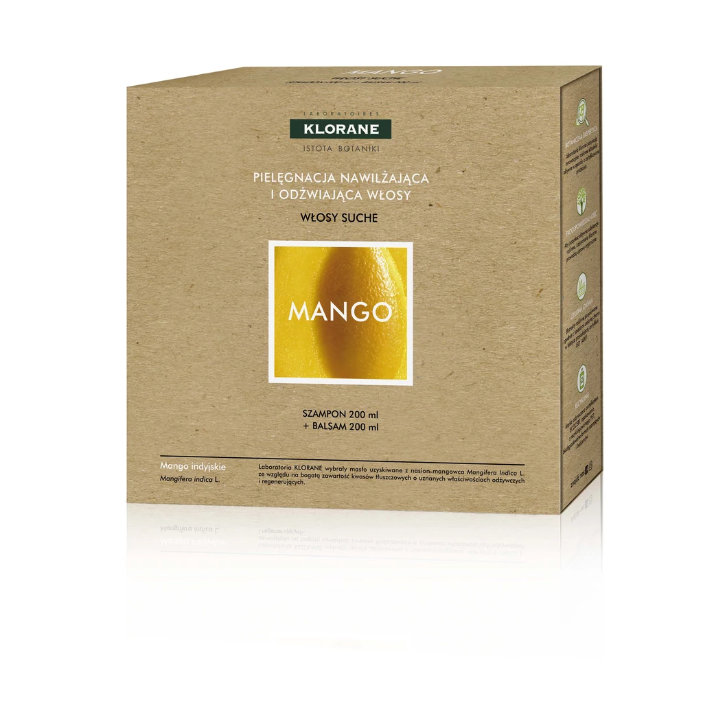 Zestaw Mango - Pielęgnacja Nawilżająca i Odżywiająca. Szampon na bazie masła mangowego + Balsam na bazie masła mangowego. Szampon na bazie masła mangowego otula i odżywia włosy suche, jednocześnie nie obciążając ich i chroniąc włókna włosów. Odżywione i objęte wyjątkową ochroną przed przesuszeniem, włosy odzyskują elastyczność, miękkość i blask. Balsam odżywia, dodaje miękkości i sprężystości oraz ułatwia rozczesywanie bez obciążania włosów. Cena zestawu: 63 zł Szampon 200 ml + Balsam 200 ml. Zestaw Mango - Pielęgnacja Nawilżająca i Odżywiająca. Szampon na bazie masła mangowego + Balsam na bazie masła mangowego. Szampon na bazie masła mangowego otula i odżywia włosy suche, jednocześnie nie obciążając ich i chroniąc włókna włosów. Odżywione i objęte wyjątkową ochroną przed przesuszeniem, włosy odzyskują elastyczność, miękkość i blask. Balsam odżywia, dodaje miękkości i sprężystości oraz ułatwia rozczesywanie bez obciążania włosów. Cena zestawu: 63 zł Szampon 200 ml + Balsam 200 ml.