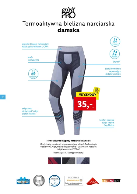 Legginsy narciarskie damskie CrivitPRO