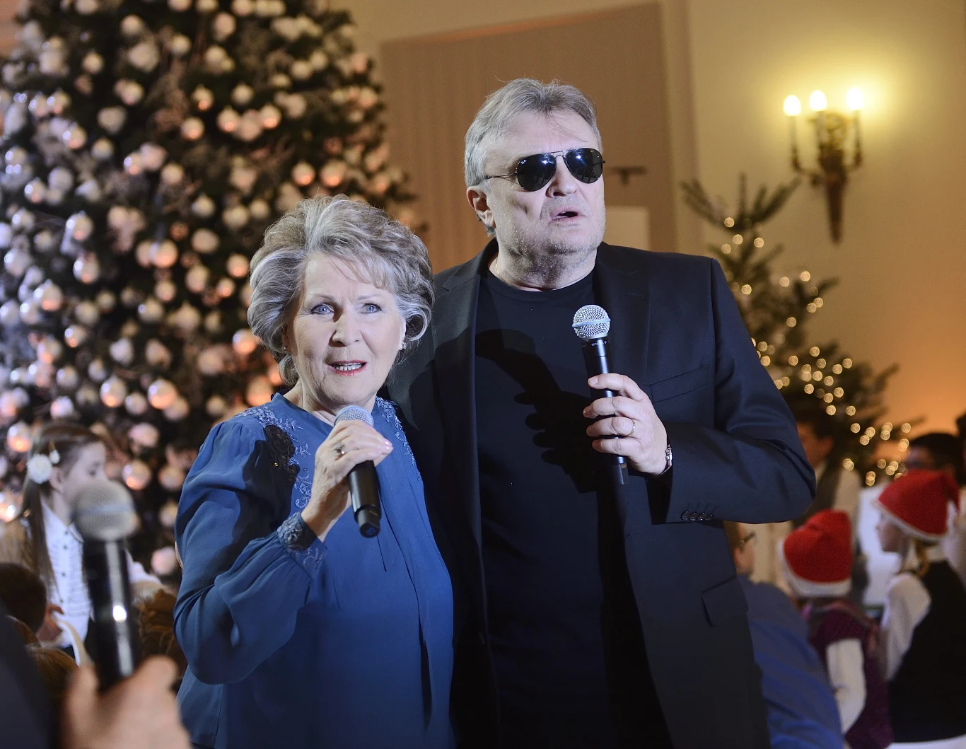 Irena Santor i Krzysztof Cugowski na koncercie kolęd w Pałacu Prezydenckim w 2014 roku 