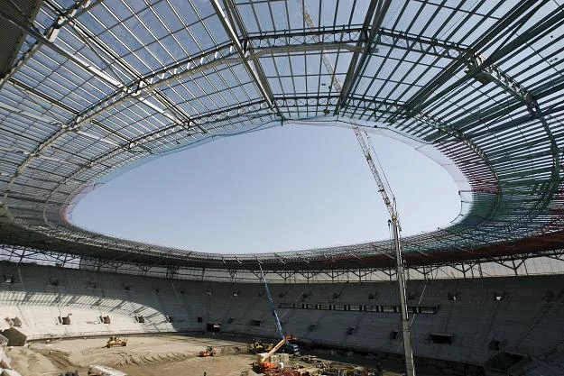 Widok budowanego stadionu na Euro 2012 we Wrocławiu
