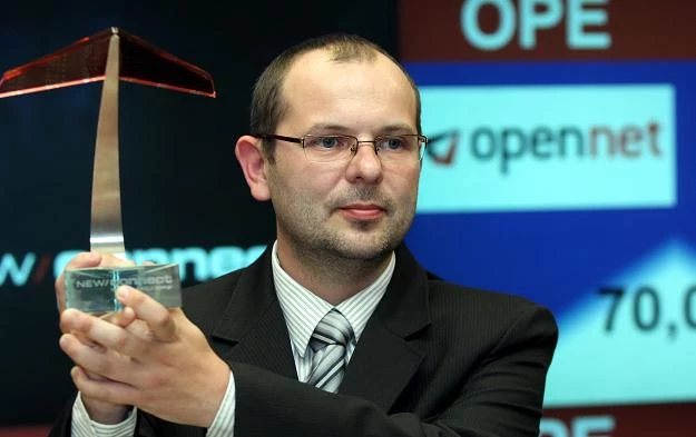 Damian Kocoń, prezes Open-Net, w czasie debiutu na NewConnect