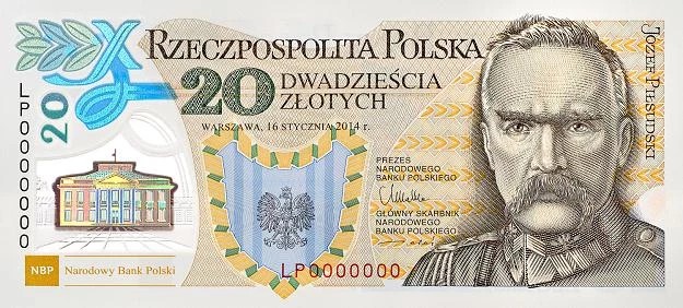 Przednia strona banknotu (awers) z wizerunkiem marszałka Józefa Piłsudskiego