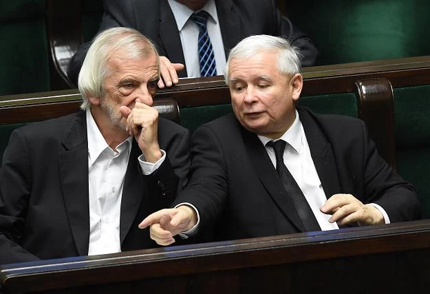 Wicemarszałek Sejmu Ryszard Terlecki (L) i prezes PiS Jarosław Kaczyński (P)