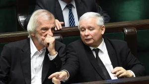 Wicemarszałek Sejmu Ryszard Terlecki (L) i prezes PiS Jarosław Kaczyński (P)