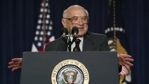 Milton Friedman w 2002 r. w Waszyngtonie