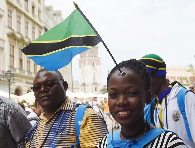 Pielgrzymi z Tanzanii na Rynku Głównym w Krakowie