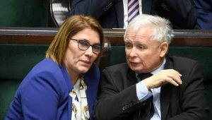 Rzeczniczka PiS Beata Mazurek i Jarosław Kaczyński. Fot. Jacek Domiński