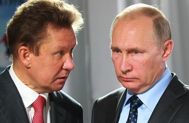 Aleksiej Miller (L), szef Gazpromu i Władimir Putin, prezydent Rosji. Fot. Mikhail Svetlov