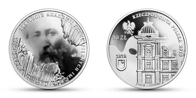 200-lecie Akademii Sztuk Pięknych im. Jana Matejki w Krakowie, 10 zł, rewers (L) i rewers (P)