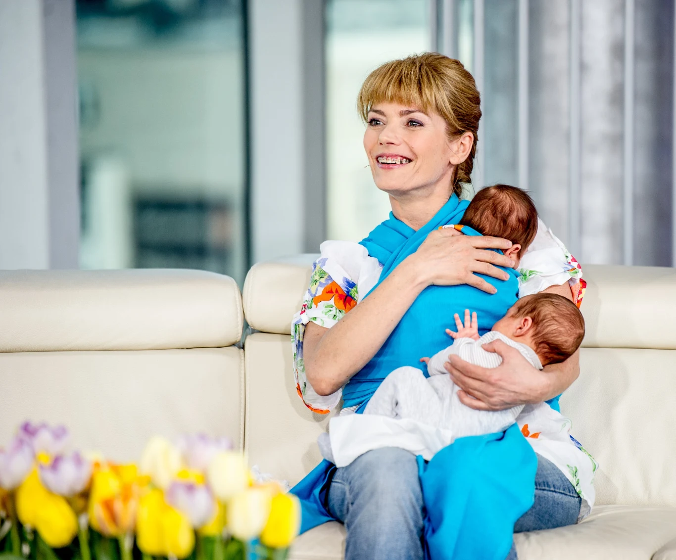 Małgorzata Lewińska z synami, 2014 rok Małgorzata Lewińska z synami, 2014 rok