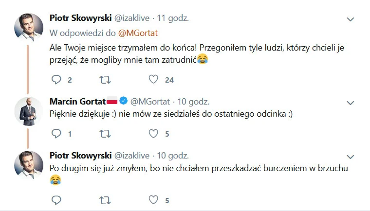 Twitterowa dyskusja na temat złej organizacji premiery. 