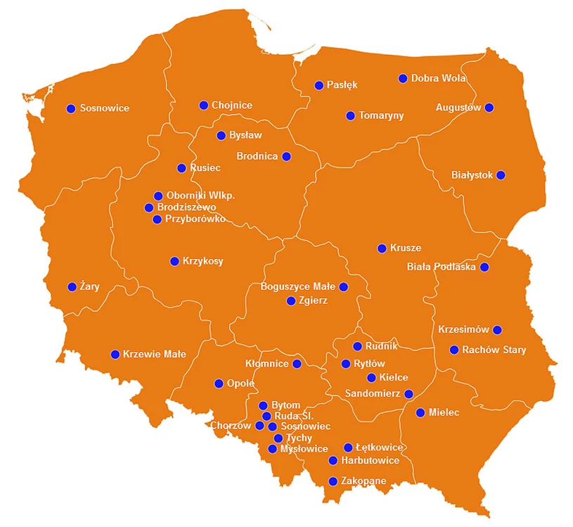 Lista miejsc biorących udział w akcji "Burek sam nie poprosi o pomoc"