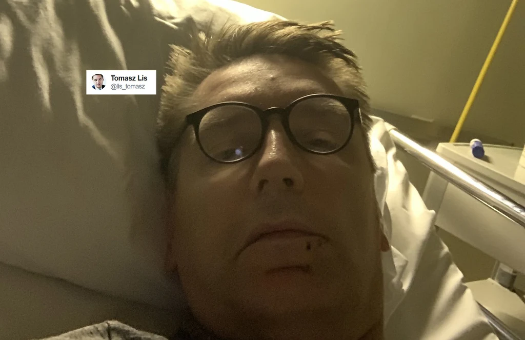Tomasz Lis na szpitalnym łóżku, fot. Twitter