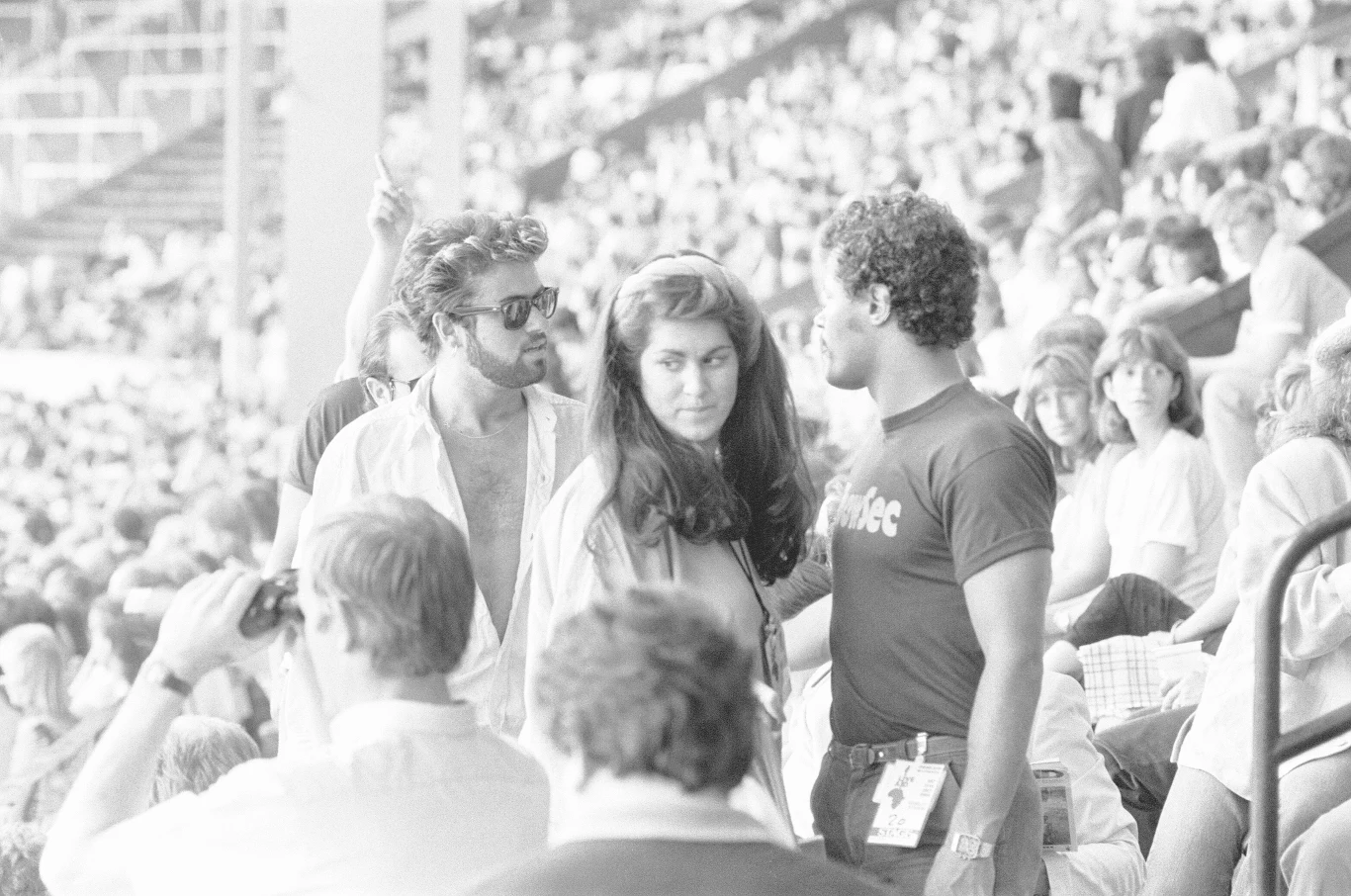 Melanie Panayiotou z bratem podczas koncertu Live Aid w 1985 roku