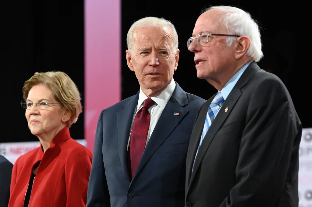 Od lewej: Elizabeth Warren, Joe Biden, Bernie Sanders