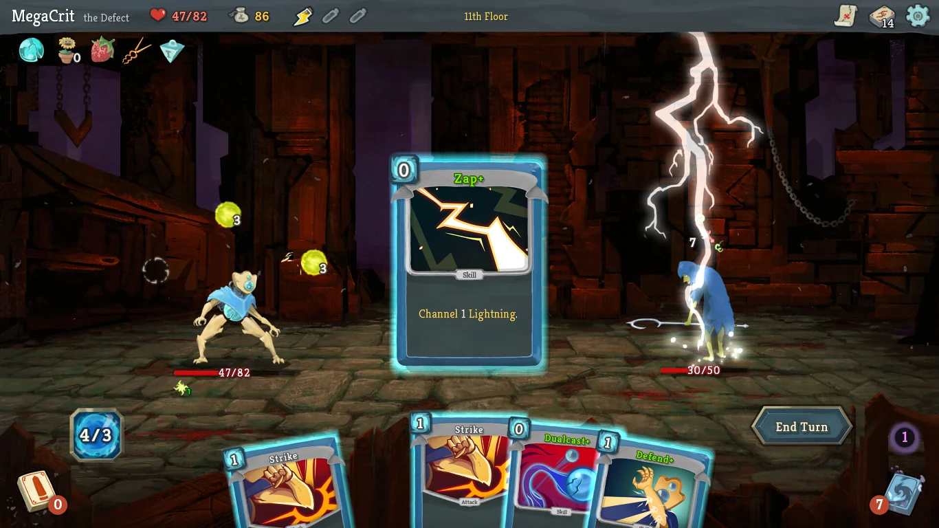 8. Slay the Spire (89/100) Jeden z tytułów, którego nie się nie spodziewał w zestawieniu najlepszych gier minionego roku. Niewielkie studio Mega Crit opracowało taktyczną "turówkę", w której boje toczymy przy wykorzystaniu różnorodnych kart (w podstawowej wersji gry znalazło się ich przeszło dwieście). Slay the Spire poniekąd przypomina karcianki pokroju Magic: The Gathering, ale tutaj w starciach stawiamy czoła wyłącznie sztucznej inteligencji. Jednak pomimo tego jest to gra bardzo wymagająca. Autorzy wykorzystali w niej mechanikę permadeath - gdy nasz bohater zginie, musimy zaczynać zabawę od nowa.
