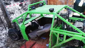 Kierowca został zakleszczony w buggy własnej produkcji