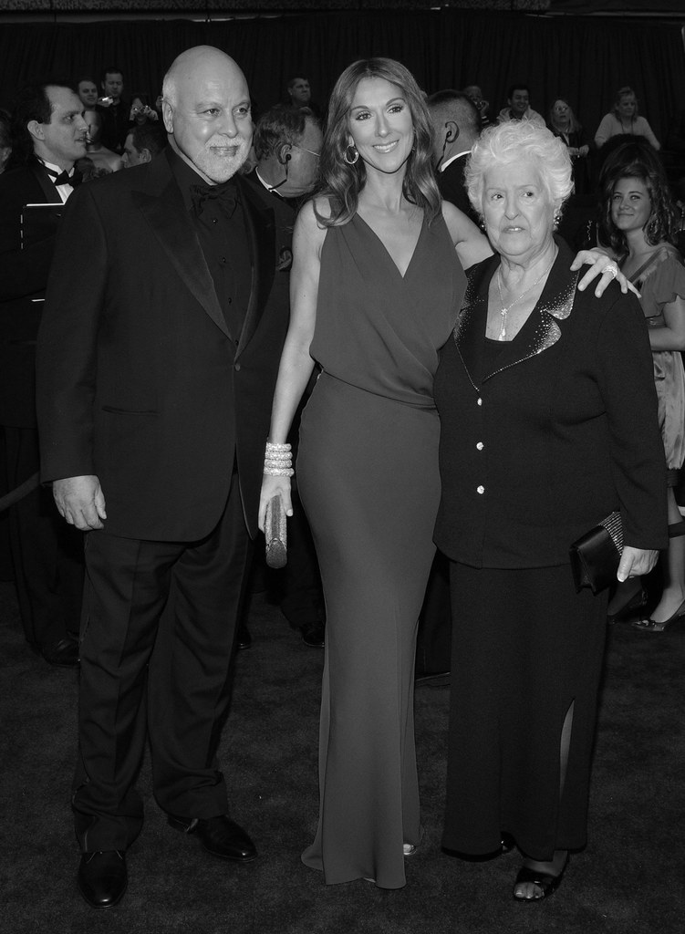 René Angélil, Céline Dion i Therese Dion w Hollywood - luty 2007 r.