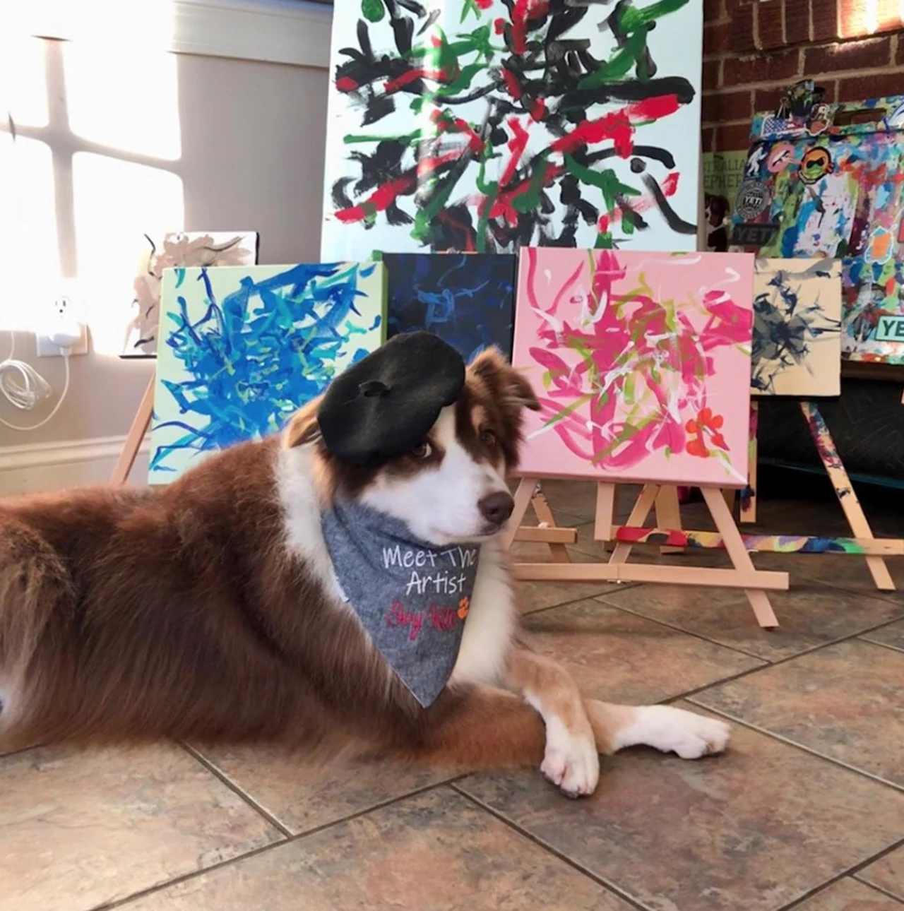 Oprócz pokazu na żywo w galerii wywieszono 19 obrazów Ivy, a cały dochód ze sprzedaży dzieł czworonożnego artysty przekazano na rzecz Humane Society of Charlotte. Oprócz pokazu na żywo w galerii wywieszono 19 obrazów Ivy, a cały dochód ze sprzedaży dzieł czworonożnego artysty przekazano na rzecz Humane Society of Charlotte.