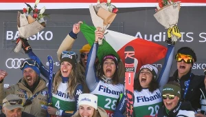 Marta Bassino (numer 4), Elena Curtoni (28) i Frederica Brignone (20)
