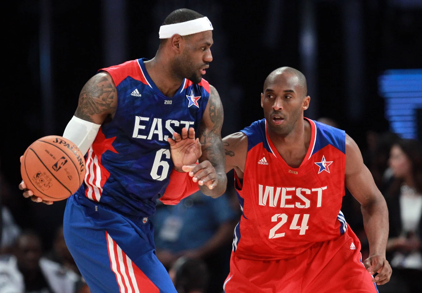 Bryant aż 18 razy brał udzial w Meczu Gwiazd NBA. Tu w 2013 roku, w pojedynku z LeBronem Jamesem