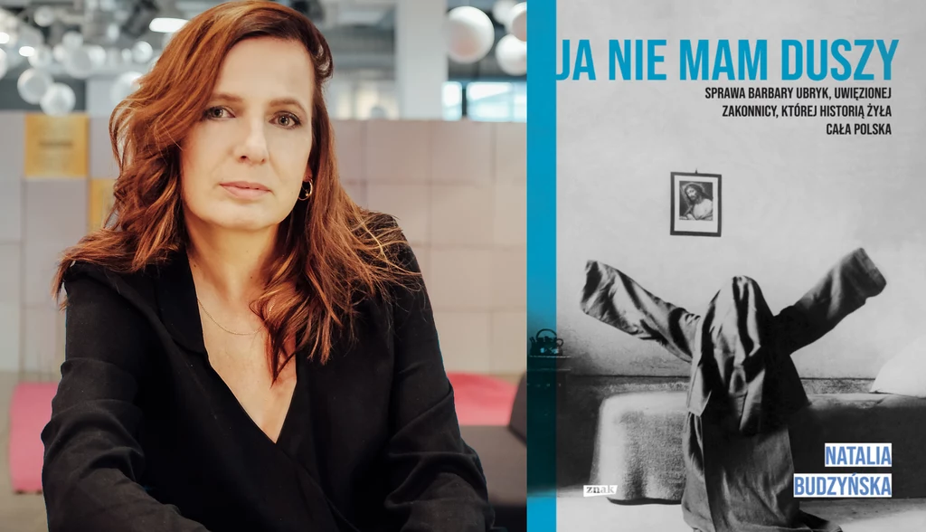 Natalia Budzyńska i okładka jej książki o Barbarze Ubryk