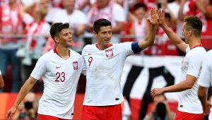 Trio snajperów reprezentacji Polski (od lewej): Dawid Kownacki, Robert Lewandowski, Arkadiusz Milik