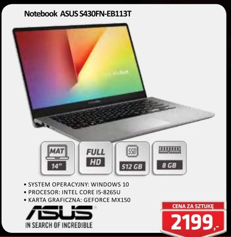Notebook S430FN-EB113T ASUS