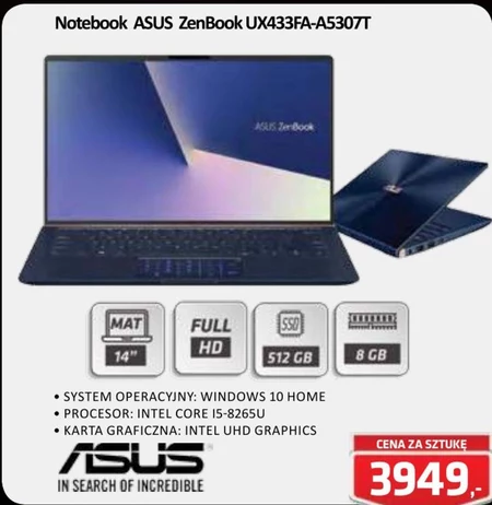 Notebook ZenBook UX433FA-A5307T ASUS