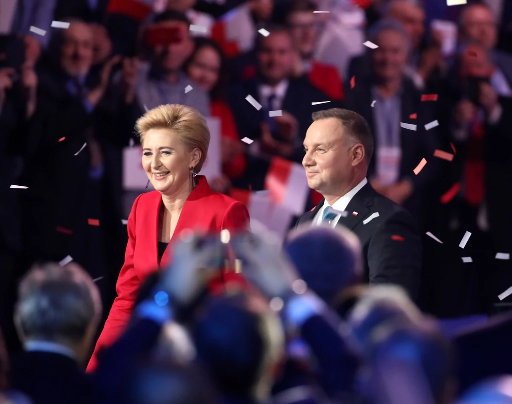 Andrzej Duda i Agata Kornhauser-Duda na konwencji inaugurującej kampanię prezydencką