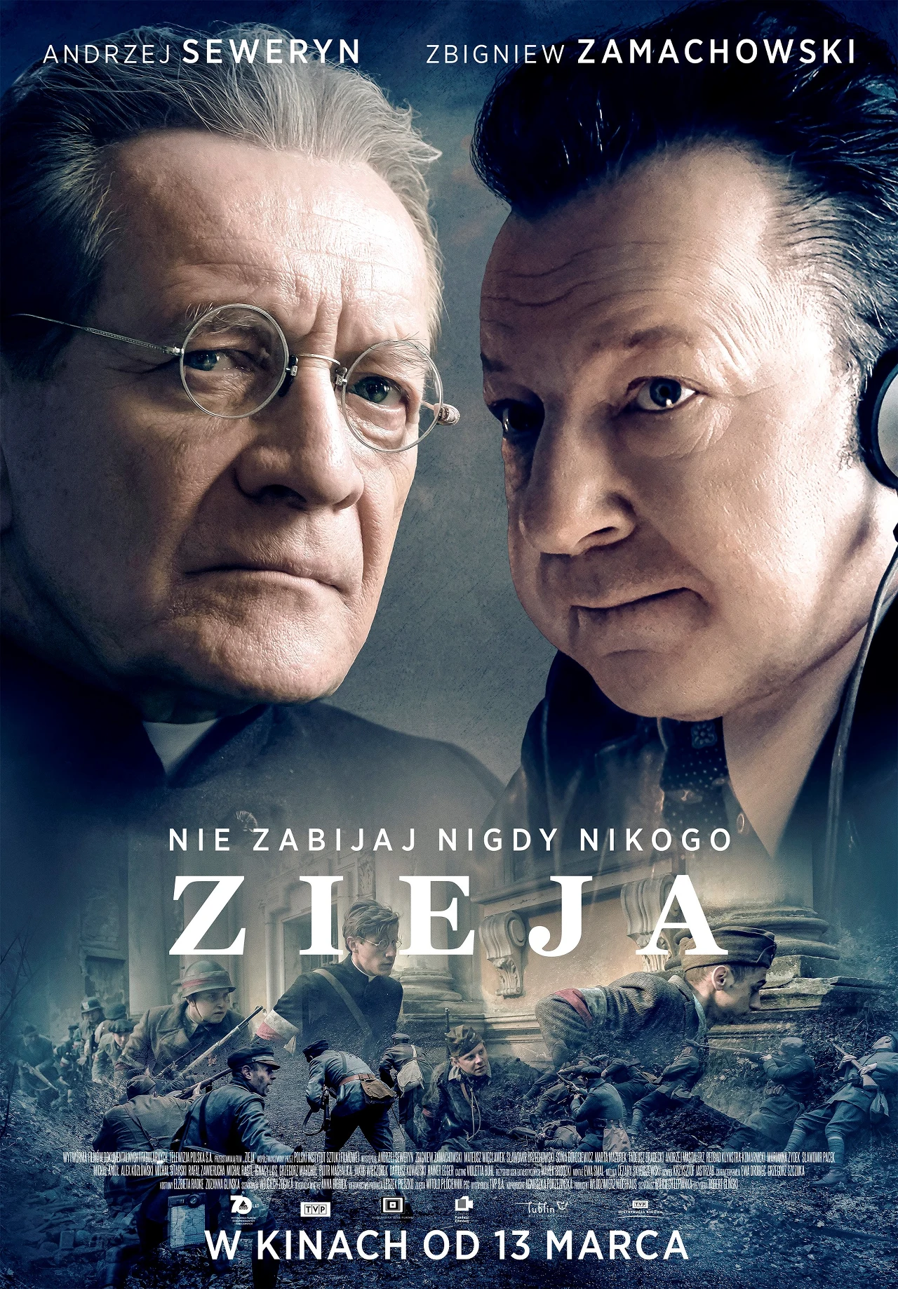 Andrzej Seweryn i Zbigniew Zamachowski na plakacie filmu "Zieja"