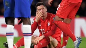 Robert Lewandowski podczas meczu z Chelsea