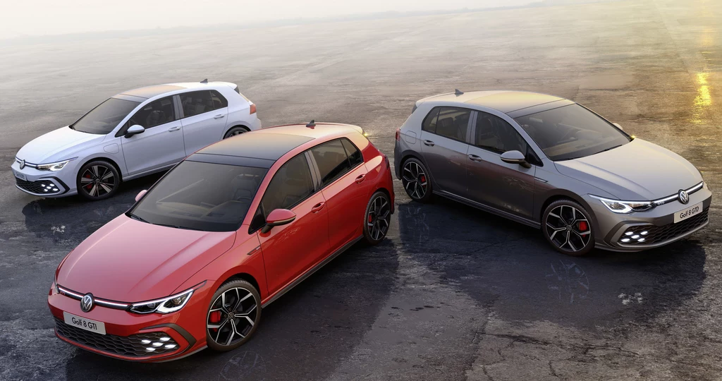 Od lewej: Golf GTE, GTI i GTD