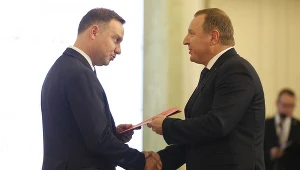 Prezydent Andrzej Duda i prezes TVP Jacek Kurski w 2017 roku