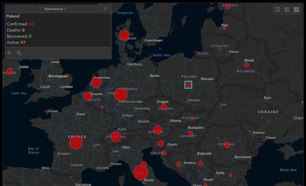 Fałszywa mapa zarażonych koronawirusem 