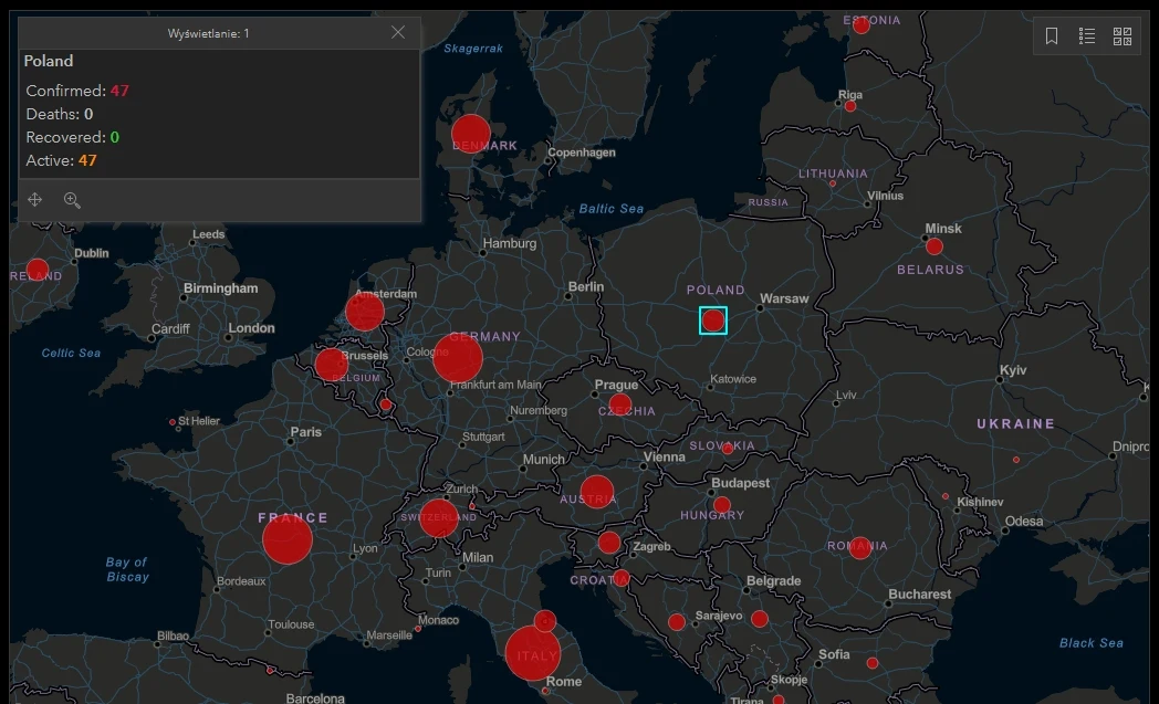 Fałszywa mapa zarażonych koronawirusem Fałszywa mapa zarażonych koronawirusem