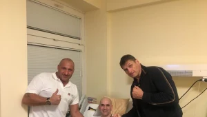 Pazdziernik 2017 roku. Marcin Najman (z lewej) i Andrzej Gołota z wizytą u Tomasza Golloba 