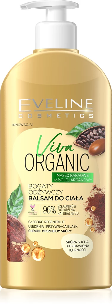 Bogaty odżywczy balsam do ciała MASŁO KAKAOWE + bioOLEJ ARGANOWY Viva ORGANIC