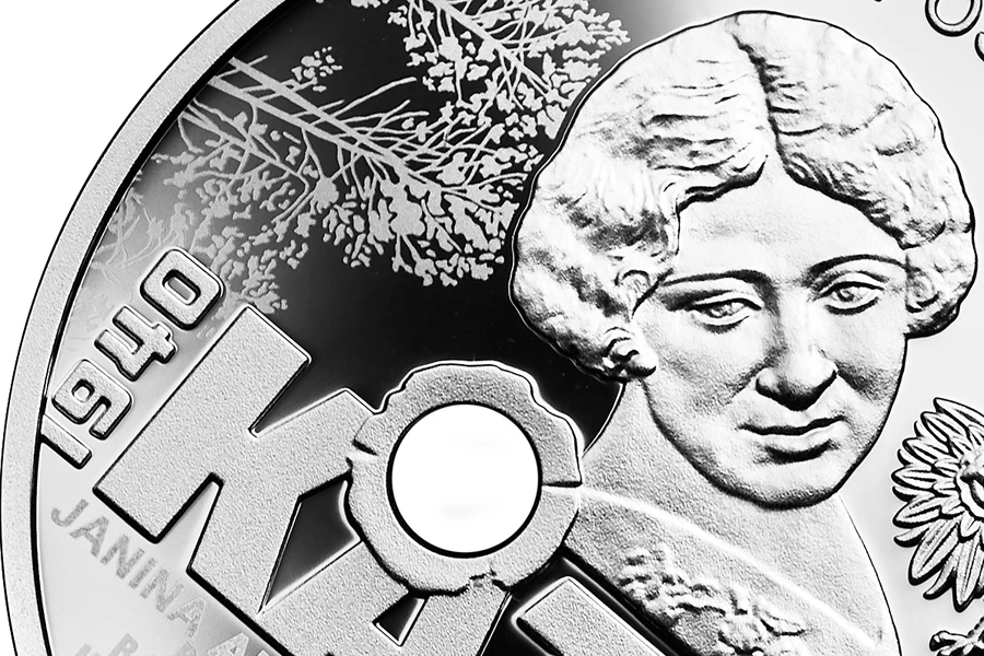 Katyń – Palmiry 1940, 10 zł, detal awersu