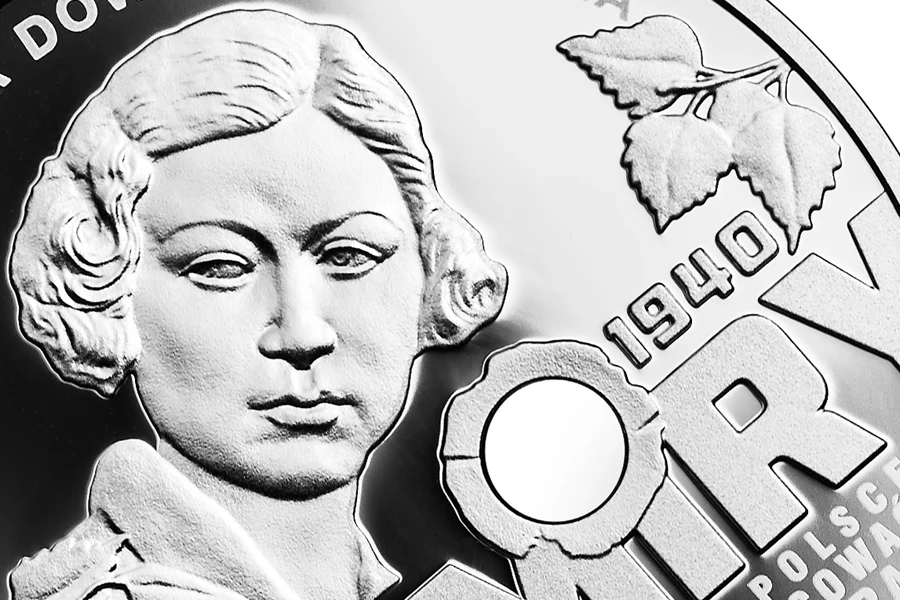 Katyń – Palmiry 1940, 10 zł, detal rewersu