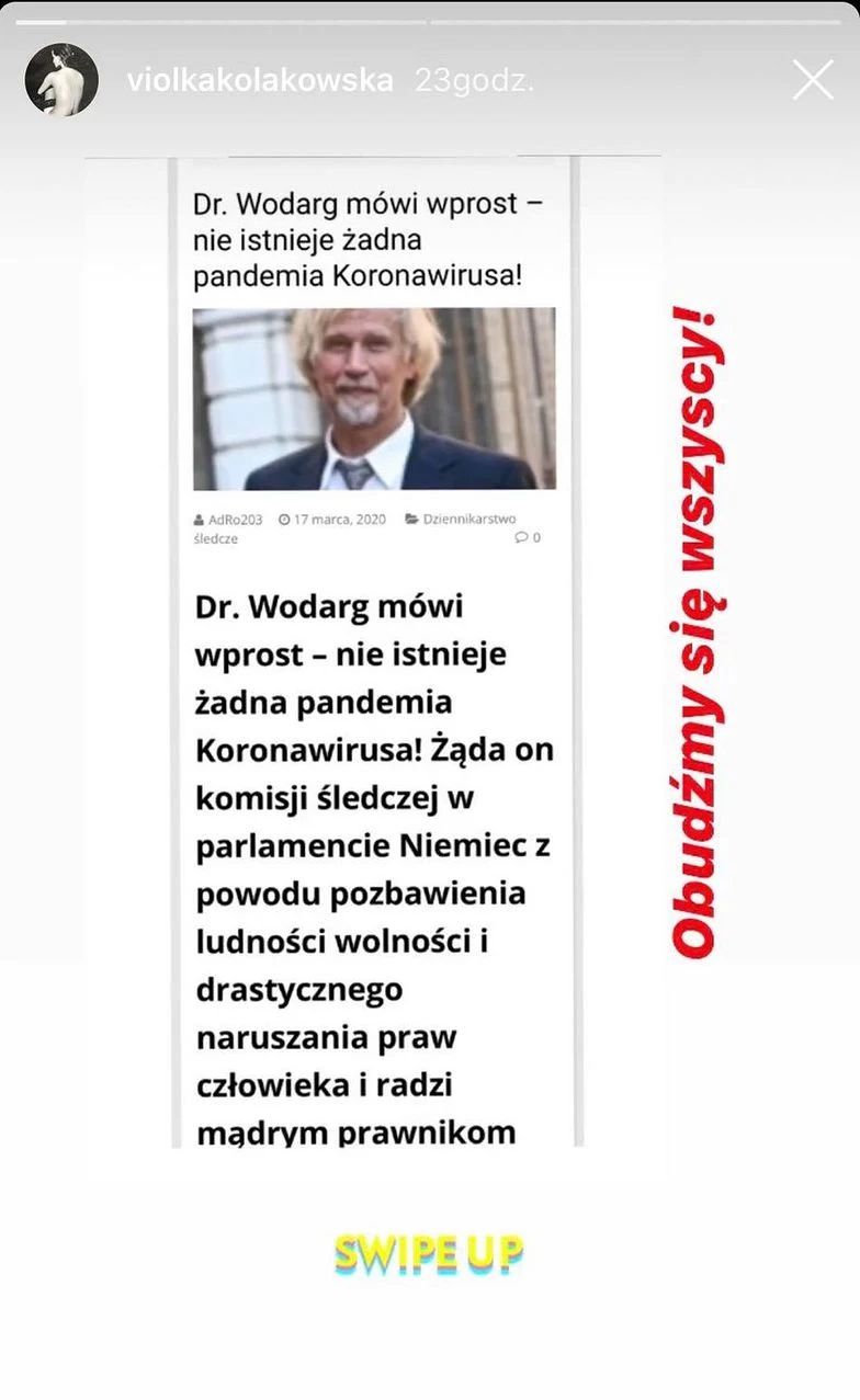 Screen z InstaStories Violi Kołakowskiej Screen z InstaStories Violi Kołakowskiej